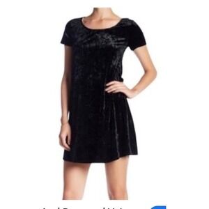 Socialite Black Velvet Short Sleeve Mini Dress Party Cocktail‎